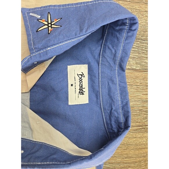 BoozeLeLe 1950s Atomic Rocket Western Button-Down Shirt Mens Medium Blue - Picture 7 of 10